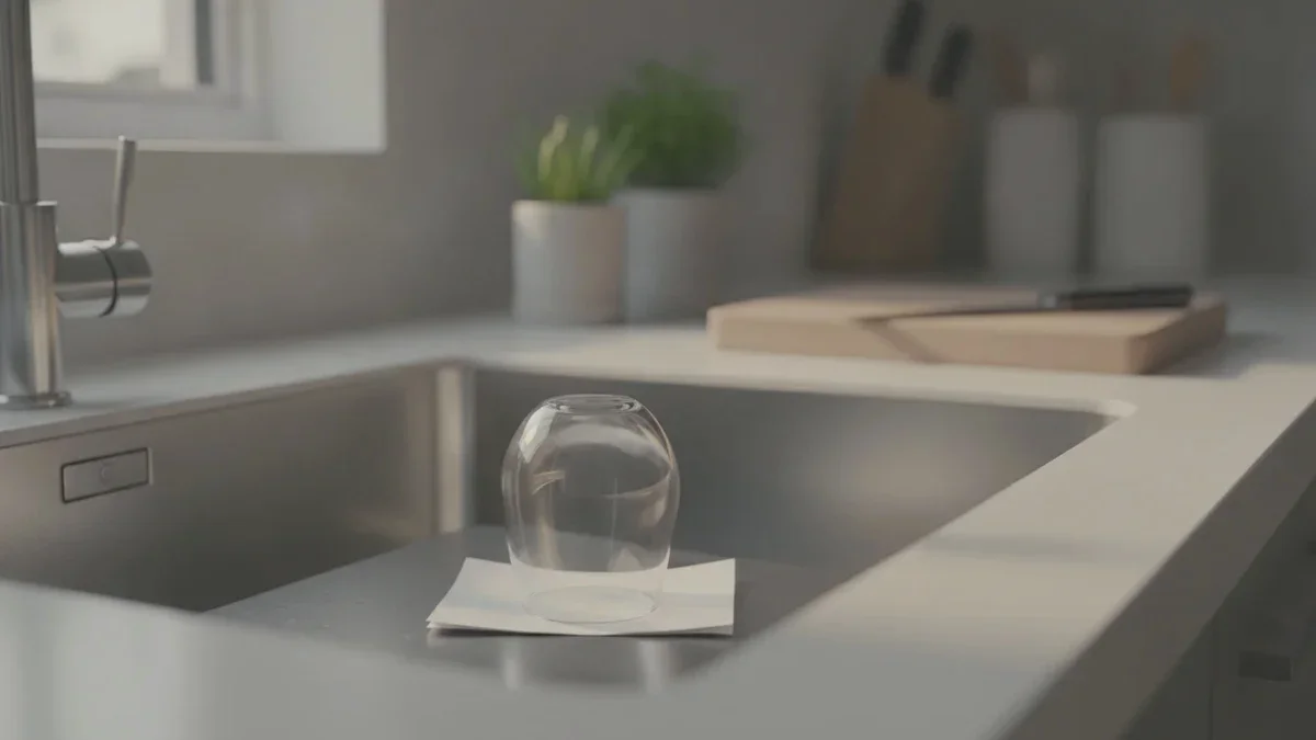 Bevor du das Haus verlässt, stelle ein Glas ins Spülbecken auf ein Blatt Papier: wenn du verstehst warum, wirst du es auch tun
